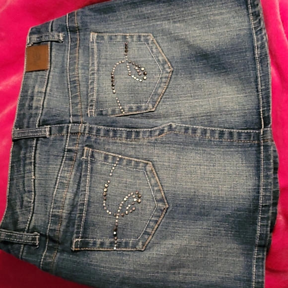 Justice Jeans Sequin Blue Denim Skirt Skort 14 Girls - Picture 2 of 8